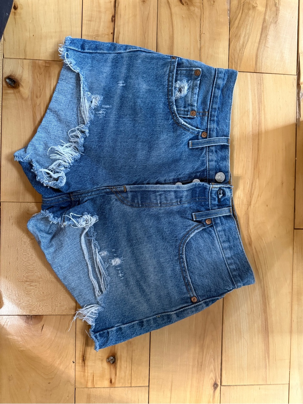 Levi's Distressed Blue Denim Cutoff Shorts